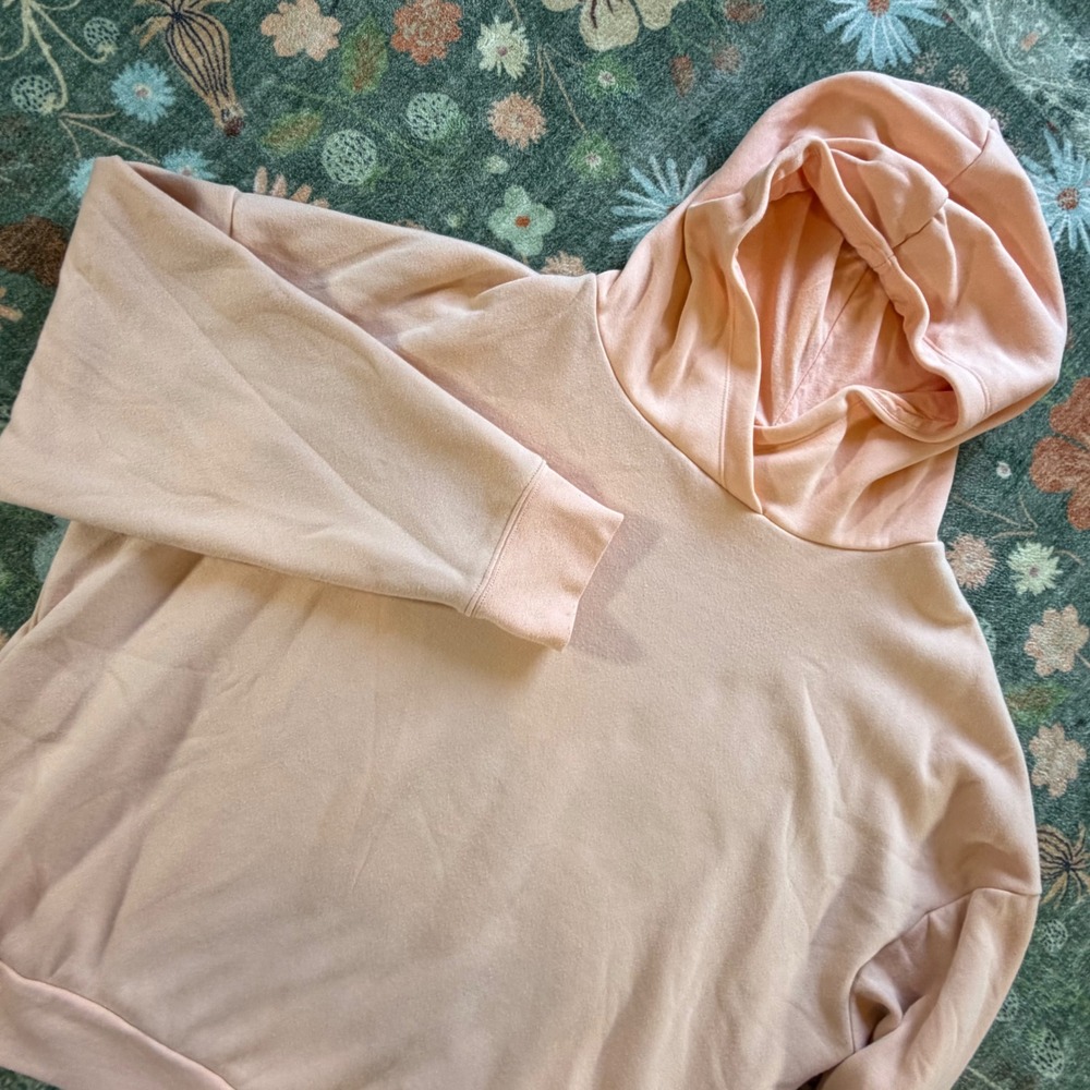 Fabletics Peach Pink Fleece Lined Pullover‎ Hoodie Womens Large Relaxed Fit